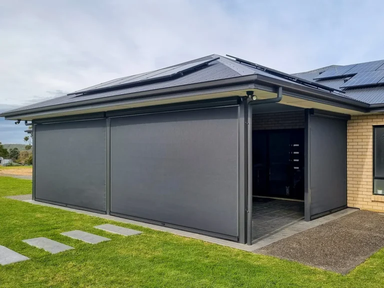 Ziptrack blinds outdoors
